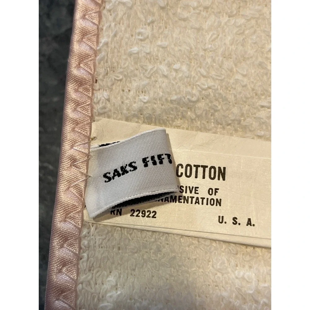 Vintage 90s Saks Fifth Avenue Baby Hooded Towel-NEW-white w/pink Trim And Bear